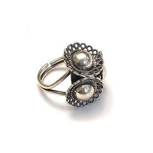 Sterling Silver Triple Flower Adjustable Ring by Beau